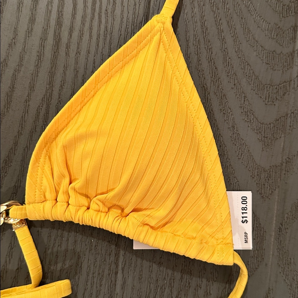 Michael Kors Yellow Ribbed String Bikini Set - Picture 4 of 12